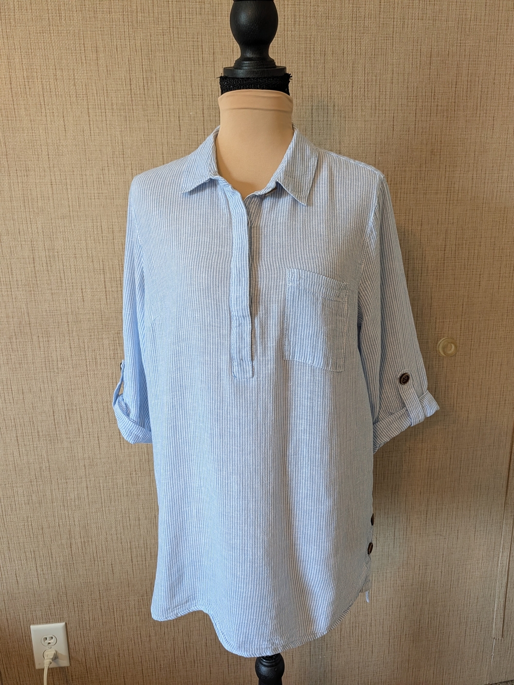 new directions Light Blue Striped Pullover Tunic